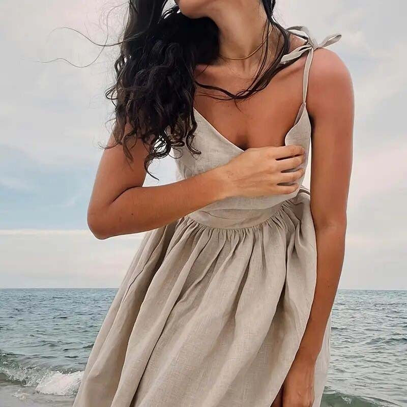 House of Luna | Soleil Linen Tie-Strap Dress