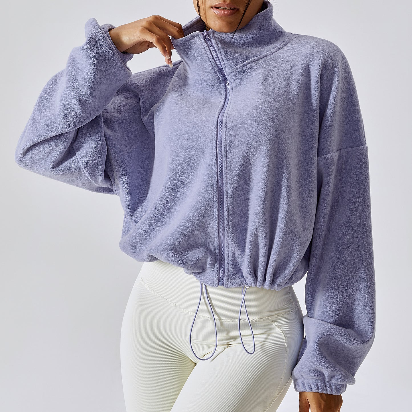 House of Luna | Fleece Zip-Up Jacket – Stand Collar Sporty Lounge Coat