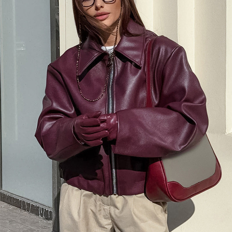 House of Luna | Zip-Up Faux Leather Jacket