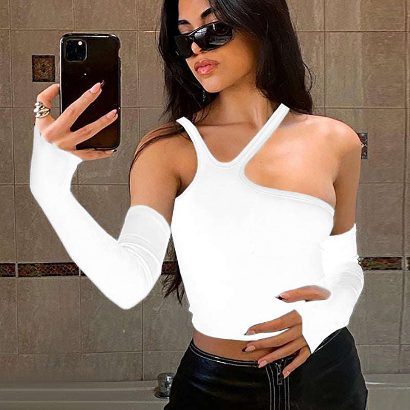 House of Luna | Shift Cutout Top – Layered Sleeve Illusion