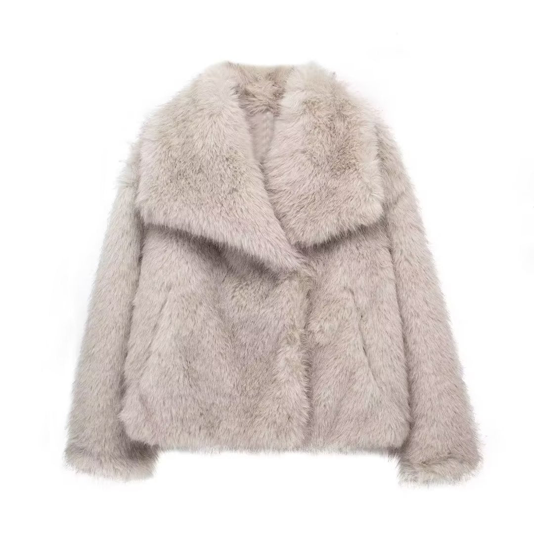 House of Luna | Luxe Plush Winter Coat – Thick Lapel Faux Fur Outwear