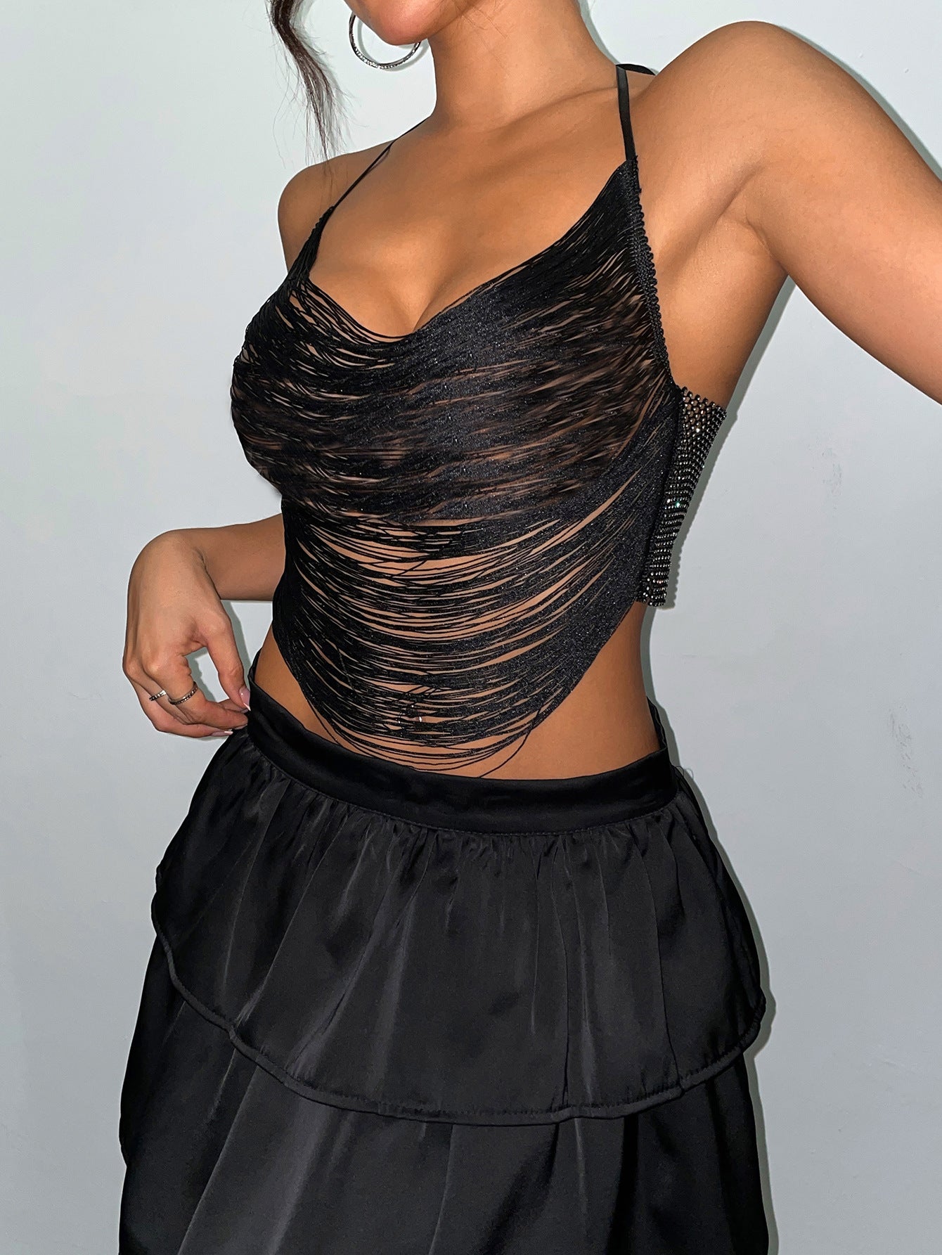 House of Luna | Midnight Mesh Ruched Cami