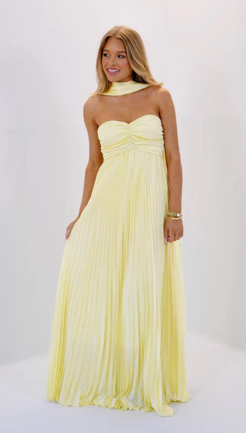 House of Luna | Seraphina Pleated Maxi – Satin Elegance