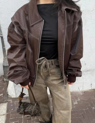 House of Luna | Faux Leather Oversized Jacket