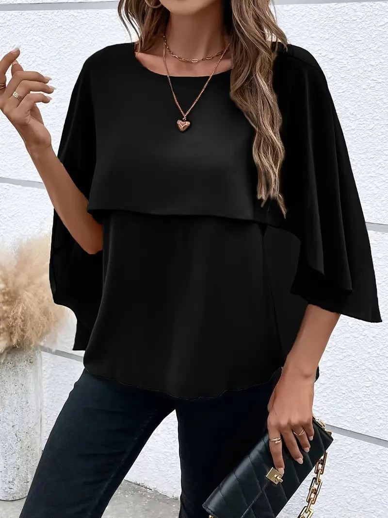 House of Luna | Crew Neck Layered Blouse