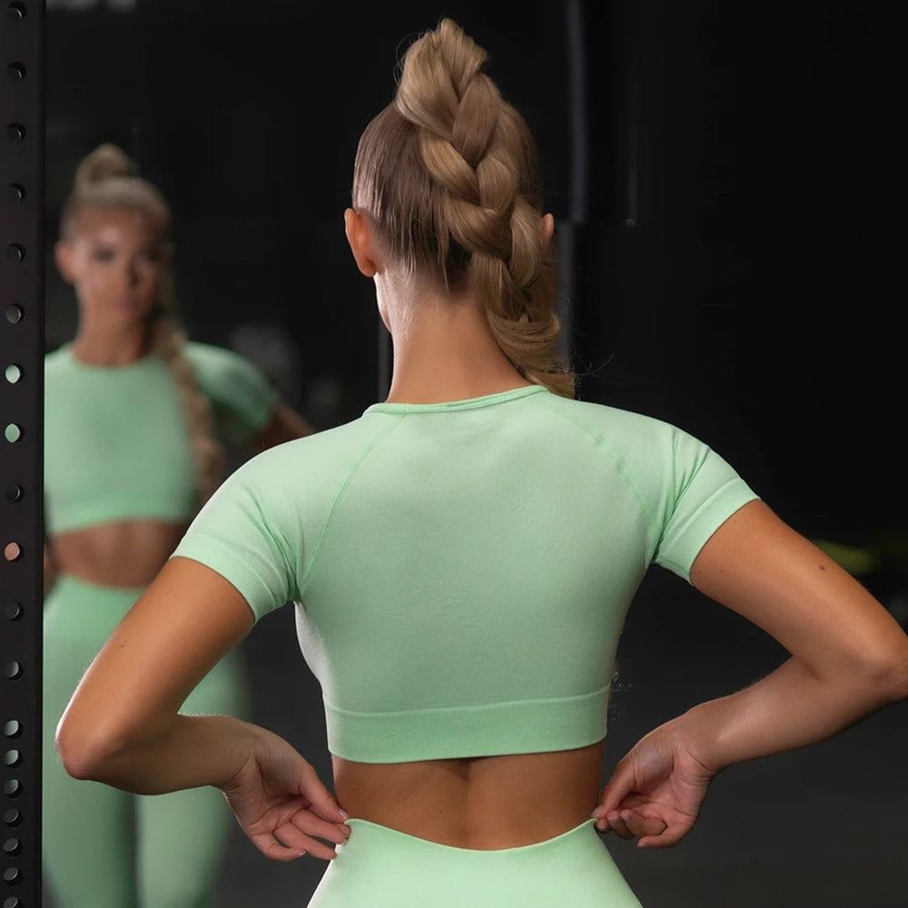 House of Luna | Seamless Yoga Set – Leggings & Short Sleeve Top for Women