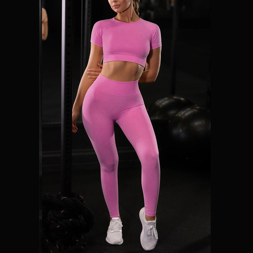 House of Luna | Seamless Yoga Set – Leggings & Short Sleeve Top for Women