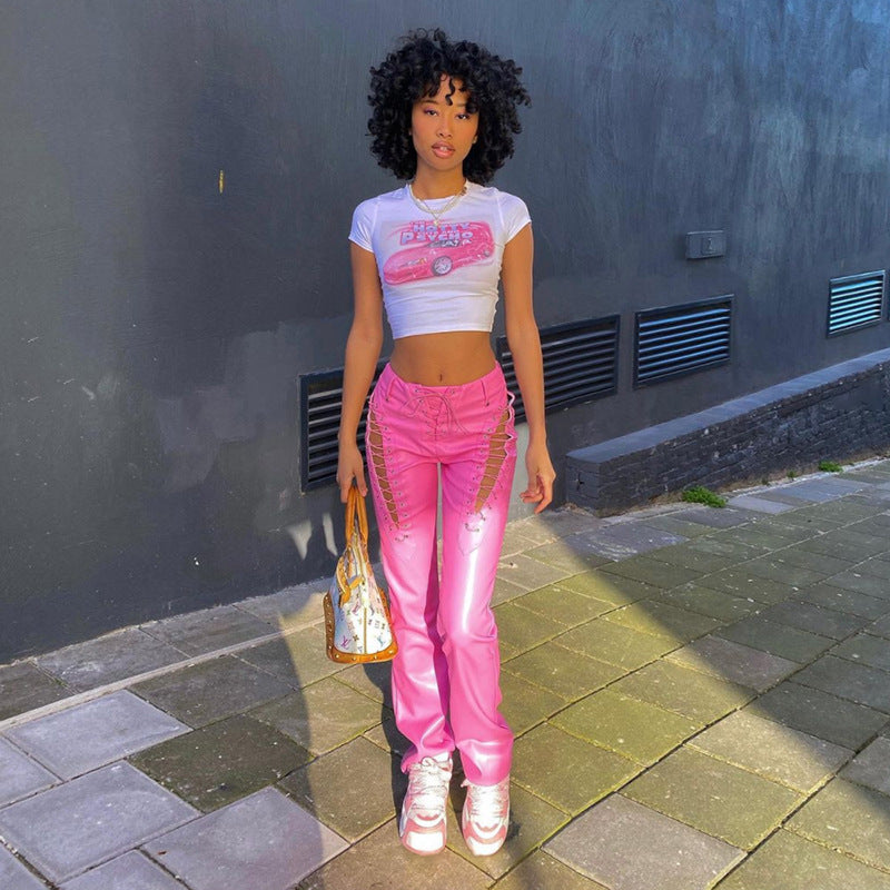 House of Luna | Drive Baby Tee – Y2K Graphic Crop Top