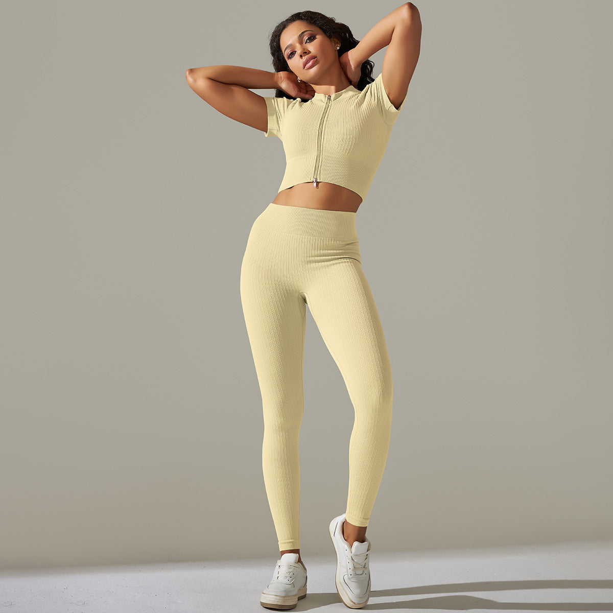House of Luna | Active Set – Zip-Up Crop Top & High-Waisted Shorts