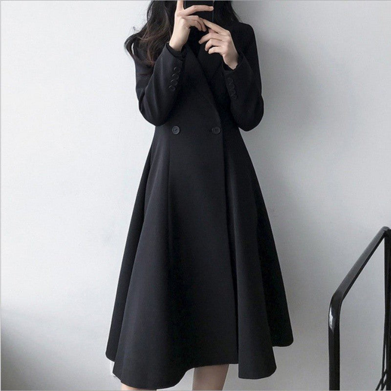 House of Luna | Noir Flare Trench – Elegant A-Line Winter Overcoat