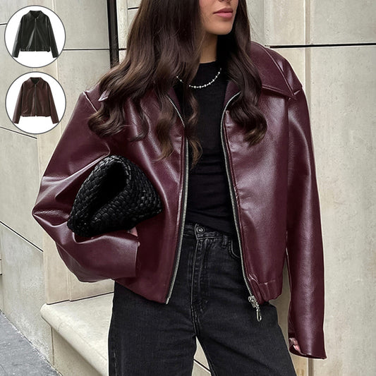 House of Luna | Zip-Up Faux Leather Jacket