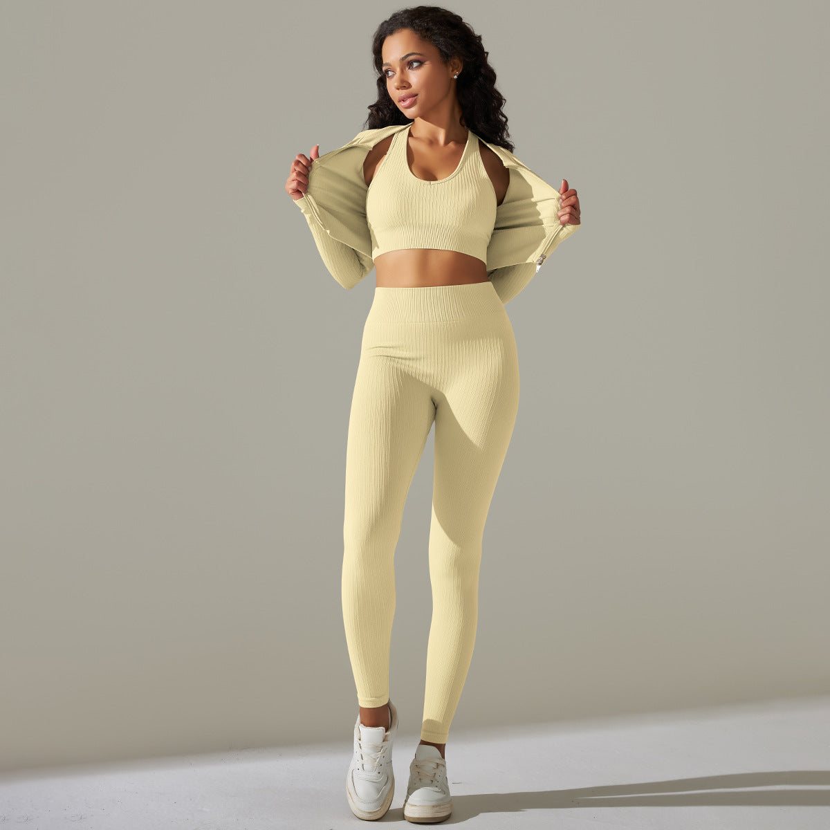 House of Luna | Active Set – Zip-Up Crop Top & High-Waisted Shorts