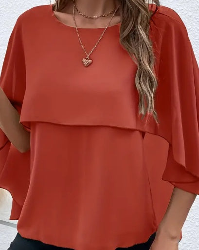 House of Luna | Crew Neck Layered Blouse